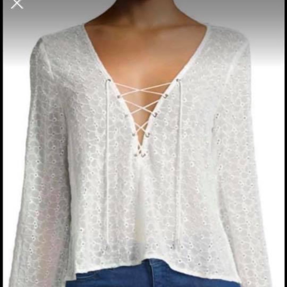 Lucy Paris - bell sleeve eyelet top. like new